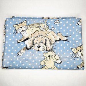 Vintage Snatch The Dog 1987 Sue Hall Twin Flat Sheet 90s Kids Bedding Fabric